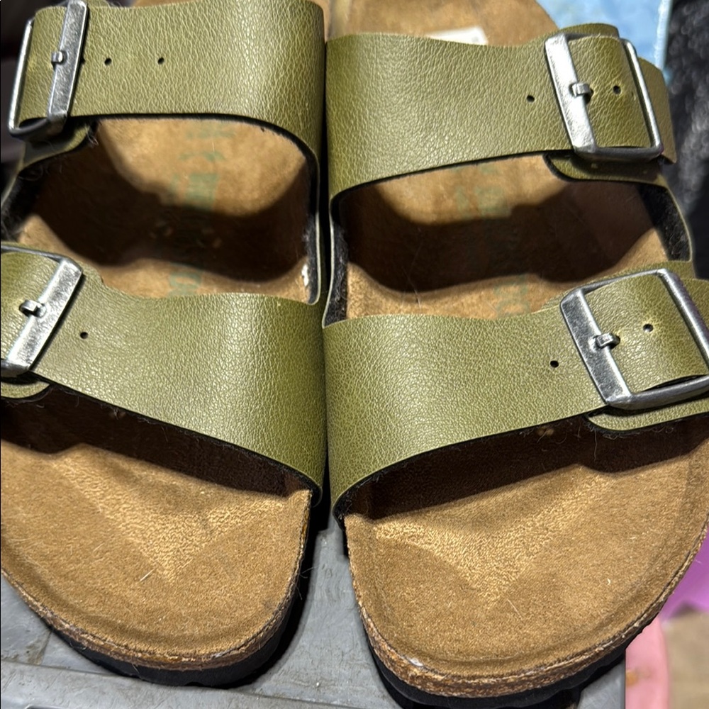 Olive Green Double Strap Sandals